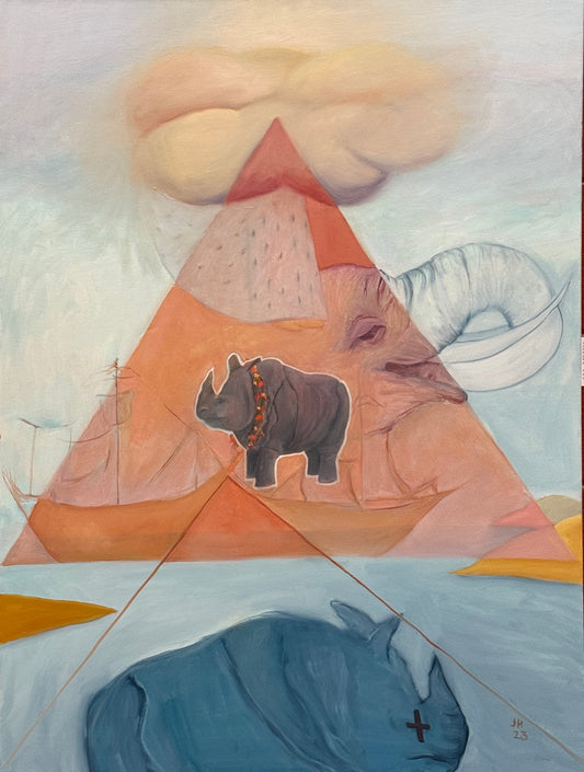 Ganda the Rhinocerous, Oil on canvas, 30" x 40"