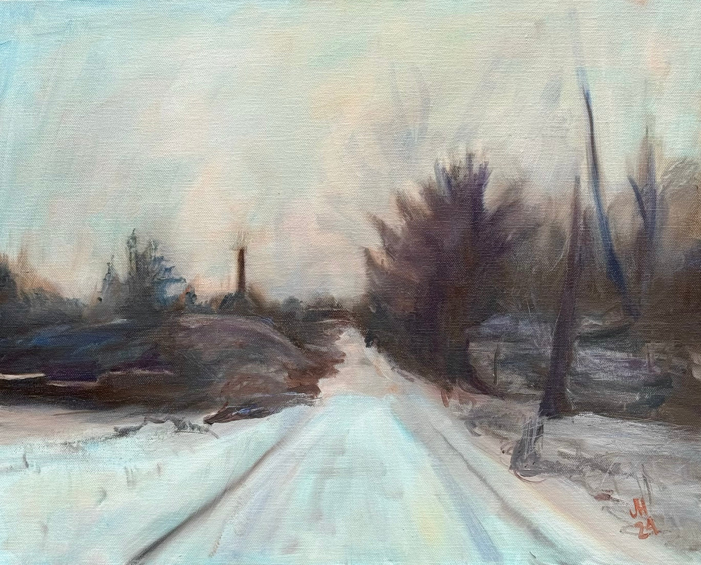 Winter Landscape, Oil on canvas, 16" x 20"