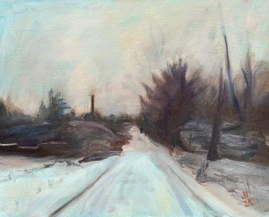 Winter Landscape, Oil on canvas, 16" x 20"